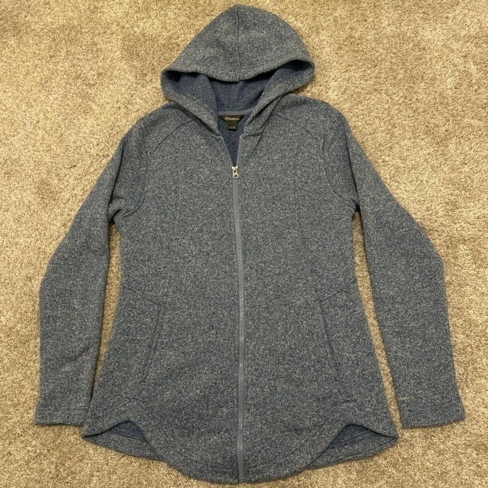 Eddie Bauer Full-Zip Hooded Fleece Jacket |‎ Heathered Blue | M